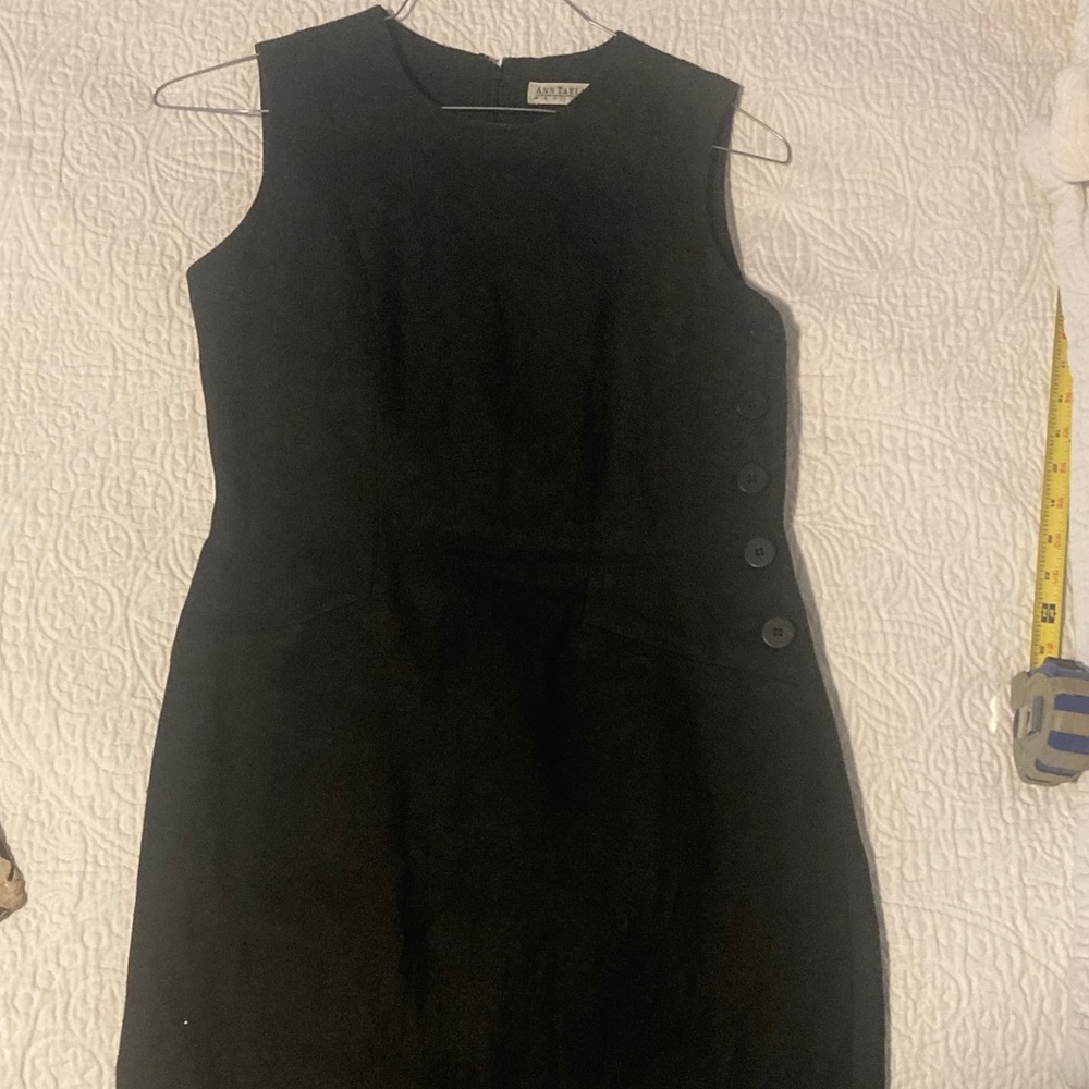 Ann Taylor Black Mini Dress with Button Accents